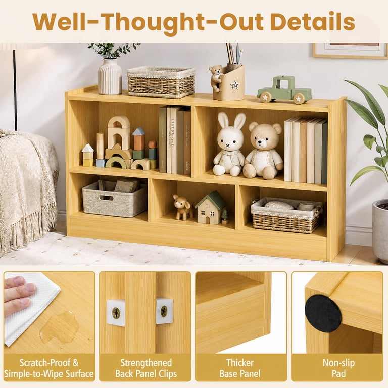 Costway Kids 5-Cube Storage Cabinet with Shelves, Beige photo 8