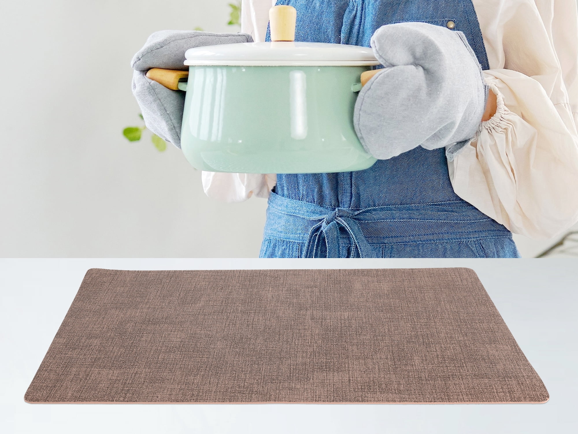 Unique Bargains Faux Leather Table Placemats for Kitchen Dining Table Light Coffee 17x12in
