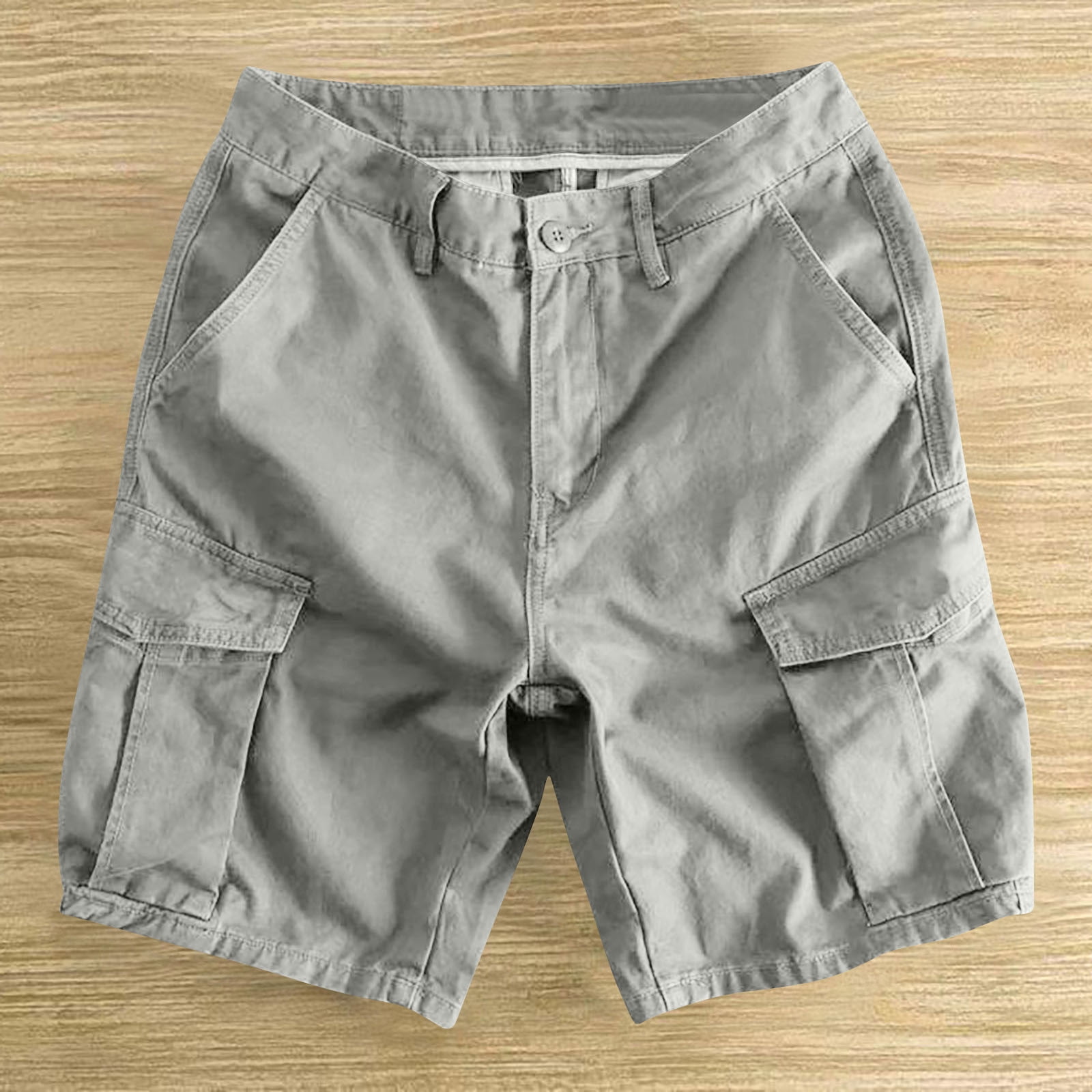 Txeol Cargo Half Pants for Men Elastic Waist Linen Shorts with