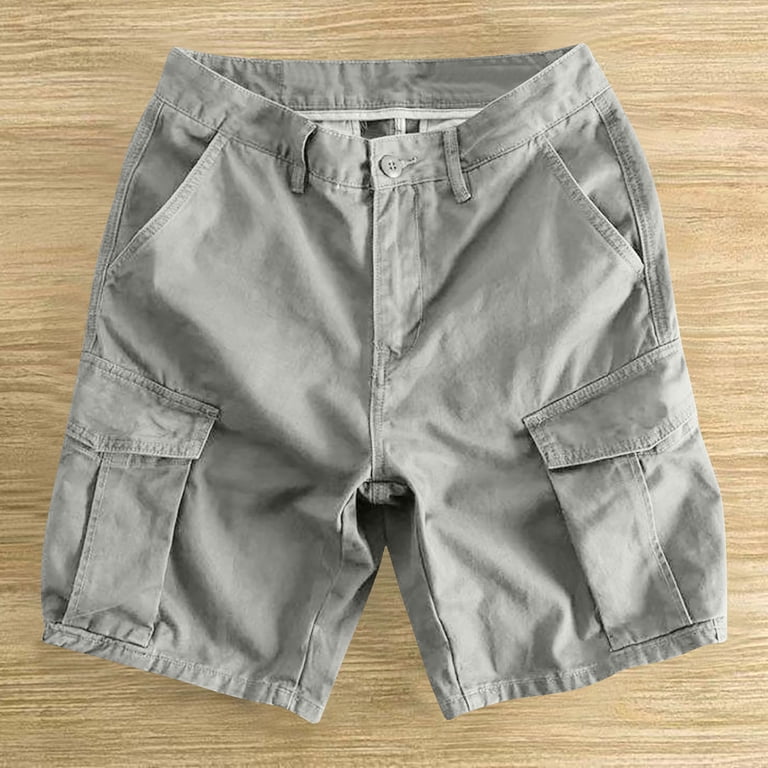 Txeol Cargo Half Pants for Men Elastic Waist Linen Shorts with