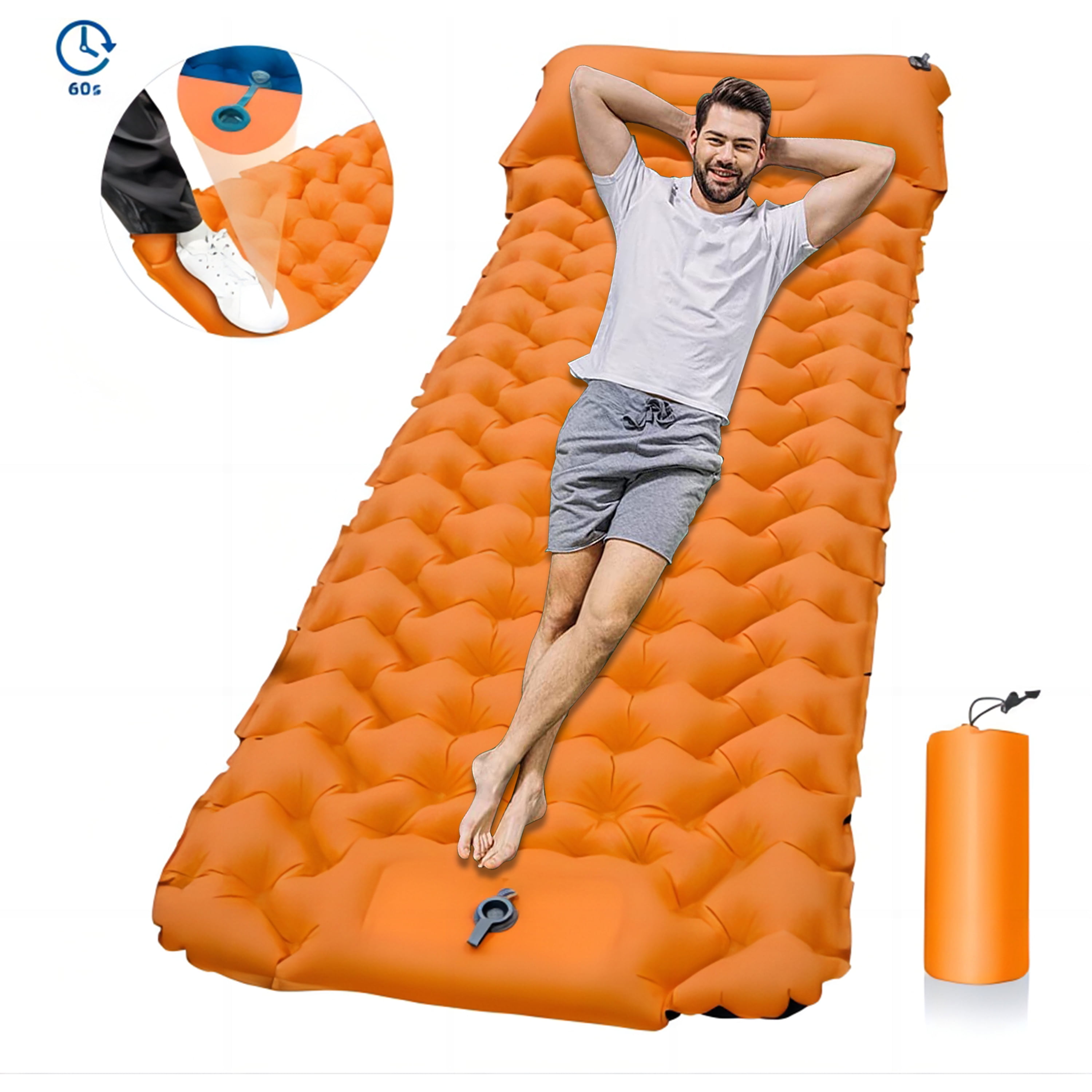 Sleeping Pad for Camping with Pillow,Ultralight Backpacking Air