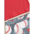 thumbnail image 5 of Argulvti Toddler Baby Girls Baseball Outfits Cotton Short Sleeve Heart Print Tops + Flare Pants Set, 5 of 7
