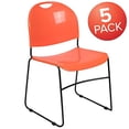 thumbnail image 2 of Flash Furniture HERCULES Series 5 Pack 880 lb. Capacity Orange Ultra-Compact Stack Chair with Black Powder Coated Frame, 2 of 5