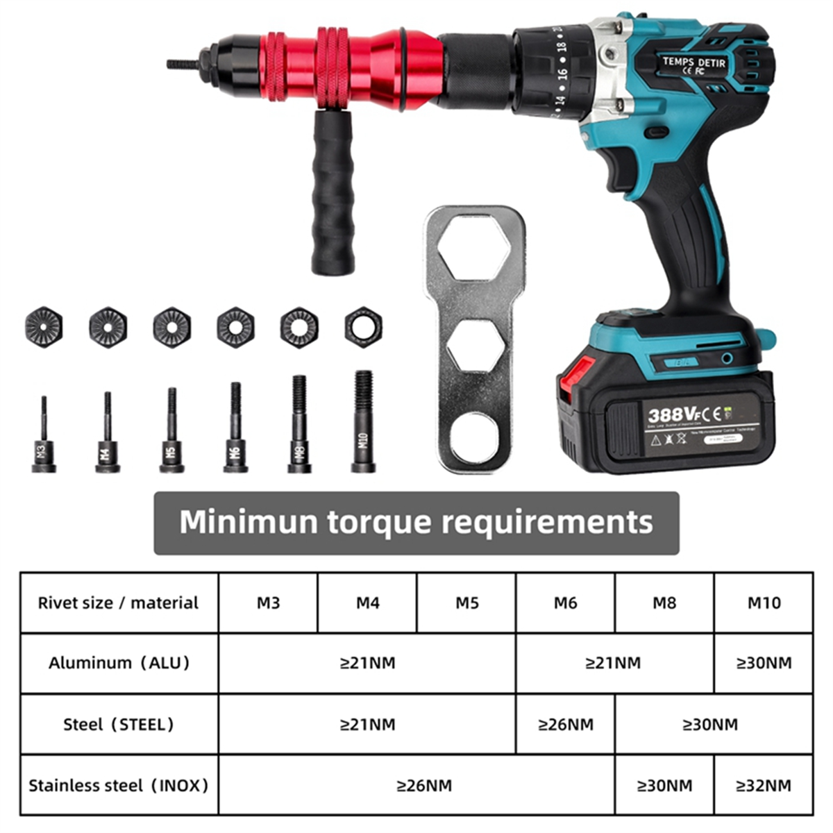 Electric Rivet Tool Rivet Nut Tool Electric Rivet Nut Adapter M3 M5 M6 M8 M10 Manual Riveter Tool