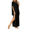 thumbnail image 4 of INSPIRE CHIC Women's Pajamas Casual Short Sleeve Loose Outfit Set Shirt Long Pants 2 Piece Sets XL Black, 4 of 6