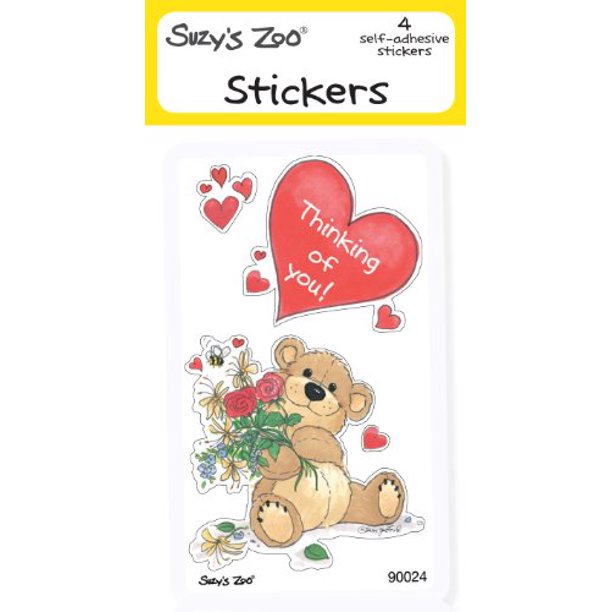 Suzys Zoo Stickers 4pack Thinking Of You Bear Walmart Com Walmart Com