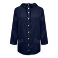 thumbnail image 2 of Mifelio Rain Jacket Women Solid Rain Jacket Outdoor Plus Size Hooded Windproof Loose Coat Water Proof Jackets for Women Navy S, 2 of 8