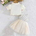 thumbnail image 4 of Piuwrlz Skirt and Jacket Set Girls Mesh Dress Set Short Sleeved Bow-knot Solid Color Printed Skirts Suits White Size 6 Months, 4 of 8