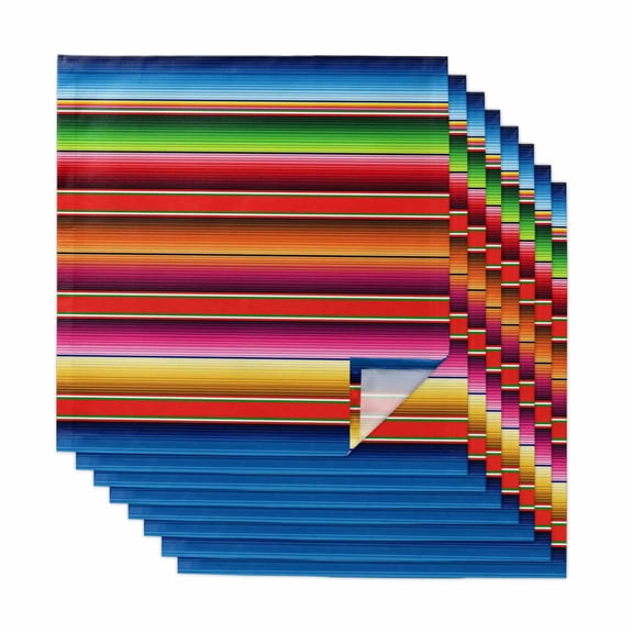Mexican Style Cloth Napkins, Colorful Mexico Stripes Red Blue Washable and Reusable Dinner Napkins Set of 8, Table Napkin for Kitchen Party Birthday Wedding Hotel Housewarming 20"x20"