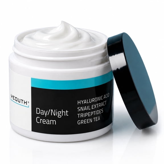 YEOUTH Day and Night Cream, Snail Mucin Moisturizer with Copper Peptides, 2 oz
