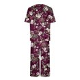 thumbnail image 4 of Ecqkame Women's Pajama Set Short Sleeve Casual Floral Printed Sleepwear 2 Piece Pjs Sets with Pockets Wine XXL, 4 of 8