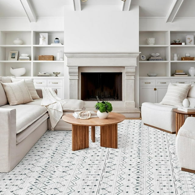Large Area Rug x Living Room Machine Washable x Rug Boho Moroccan Farmhouse Style Ultra Soft Neutral Indoor Carpet for Bedroom Dining Room Playroom Office Off /Grey