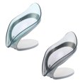 thumbnail image 3 of Creative Leaf Shaped Soap Dish Holder with Suction Cup Lightweight Drainage Storage Rack for Bathroom and Kitchen Countertops 2PCS Grey and Blue, 3 of 5