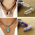 thumbnail image 3 of Trayknick Faux Gemstone Rock Natural Quartz Healing Point Chakra Reiki Pendant Rope Necklace Clear, 3 of 13