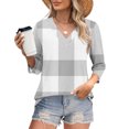 thumbnail image 7 of Drovellove Plus Size Women's Checkered Print 3/4 Length Sleeve Blouse - V Neck Casual Loose Fit Top, 7 of 7