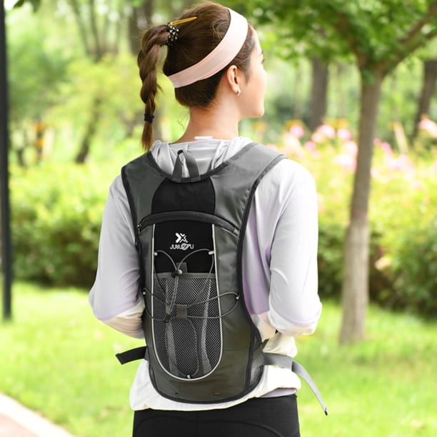 Mochila De Ciclismo Ciclismo mochila nylon tira reflectante casco cuerda de fijación bolsa al aire libre (negro)