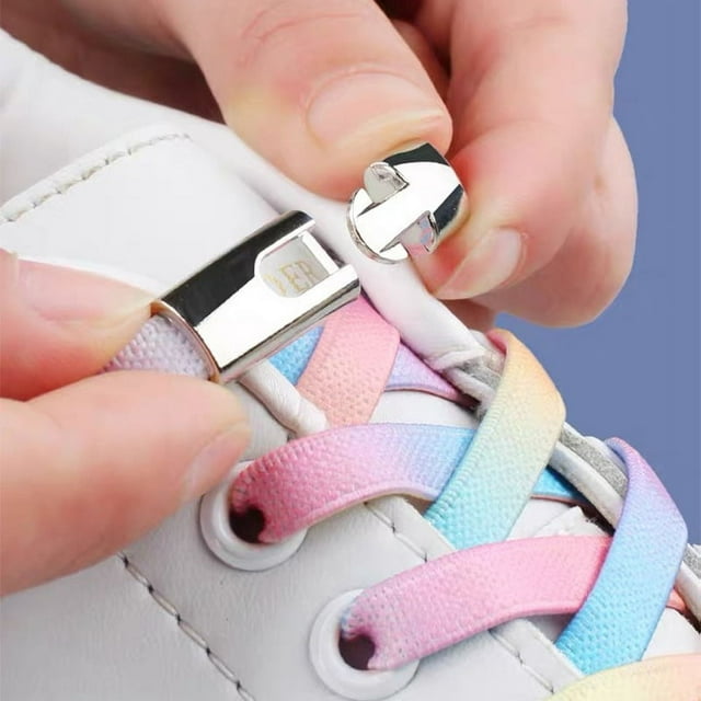 Juego de hebillas puntiagudas con banda elástica para zapatos blancos pequeños, hebilla de metal sin cordones, artefacto de fijación de cordones para zapatos perezosos
