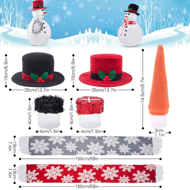 Qocolhg Christmas Snowman Decoration Set Christmas Outdoor Snowman Hat Scarf Decoration, Outdoor Winter Making Snowman Decorating Kit Snowman Accessory, Christmas Decorations Clearance