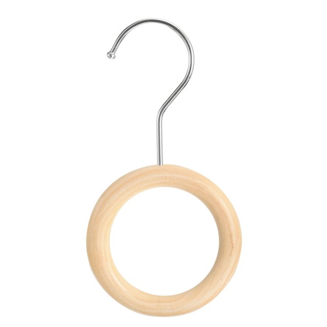 Unique Bargains 4 Inch Scarf Ring Hanger Wooden Circle Scarf Holder, 10cm Length Hook Silver