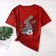 thumbnail image 3 of Camisas de Manga Corta para las Mujeres Moda Casual Impresión Cuello Redondo Suéter Tee Blusas, 3 of 4