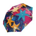 thumbnail image 2 of BZSMCE One-Touch Auto Open Close Rain Umbrella With Creative Colorful Starburstes Pattern, 2 of 7