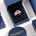 thumbnail image 5 of Gem Stone King 3.01 Ct Pink Created Sapphire Lab Grown Diamond 925 Silver and 10K Yellow Gold Men's Ring | Size 7, 5 of 6