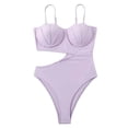 thumbnail image 1 of Nuevo traje de baño de una pieza de color sólido para mujer, sexy, con patrón de plástico, empalme adelgazante, 1 of 5