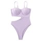 thumbnail image 1 of Nuevo traje de baño de una pieza de color sólido para mujer, sexy, con patrón de plástico, empalme adelgazante, 1 of 5