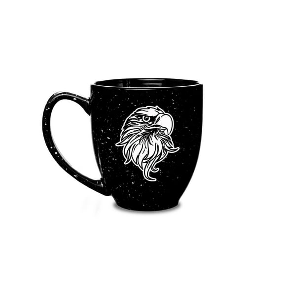 Eagles Head Deep Etched 15 oz Black Bistro Mug