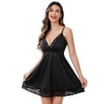 thumbnail image 2 of Avidlove Women Nightgown Sexy Chemise Satin Slip Dress Silk Sleepwear Camisole Nightdress Black M, 2 of 6