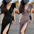 thumbnail image 2 of Womens Dress, Short-sleeve, V Neck,cocktail Party Dress, 2 of 5