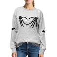 thumbnail image 1 of Sudadera XLIEVO con estampado de calaveras de Halloween para mujer, color gris, 1 of 5