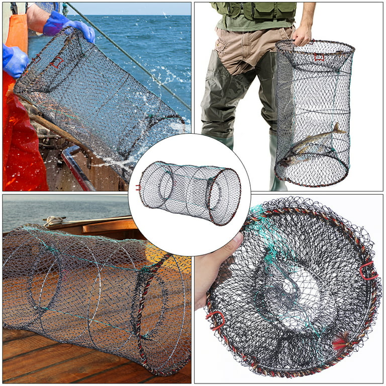2 Pcs Fish Cage Fishing Bait Portable Crawfish Trap Lobster Net Convenient  Multi-function Minnow Lure 
