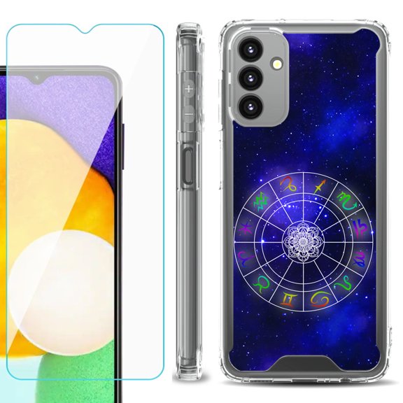 Shockproof Bumper Phone Case for Samsung Galaxy A13 5G, with Tempered Glass Screen Protector, by OneToughShield ® - Zodiac / Horoscope