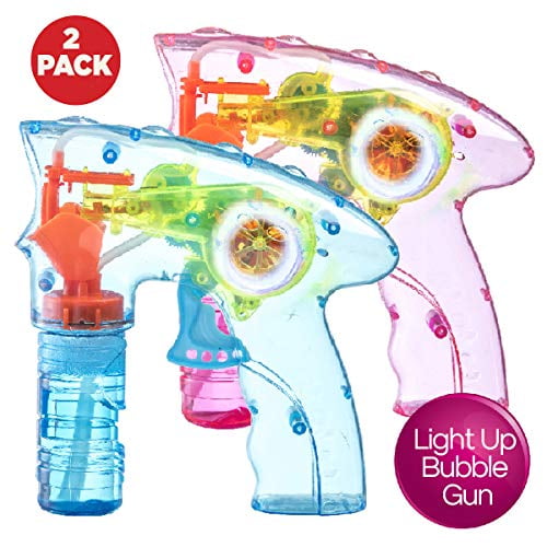 2x Bubble Gun Fun Light Up Flashing LED No Batteries Needed Kids Garden Toy UK 