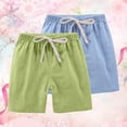 thumbnail image 2 of KAUOD 3 Pack Kids Midi Shorts Boys Girls Elastic Waist Casual Bermuda Shorts Summer Drawstring Solid Short Pants, 2 of 3