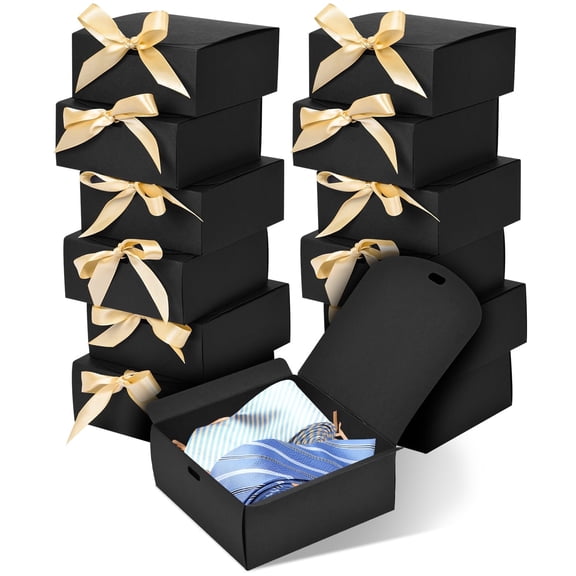 12pack Small Gift Boxes with Lids for Presents, 4.5''x4.5''x2'' White Gift Boxes with Ribbons, Party Gift Boxes