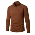 thumbnail image 1 of Fall Sweaters for Men with Zipper Stand Collared Long Sleeve Knitted Sweatshirts Stretchy Slim-Fit Pullover Solid Color Office Work Sweater Shirts, 1 of 7