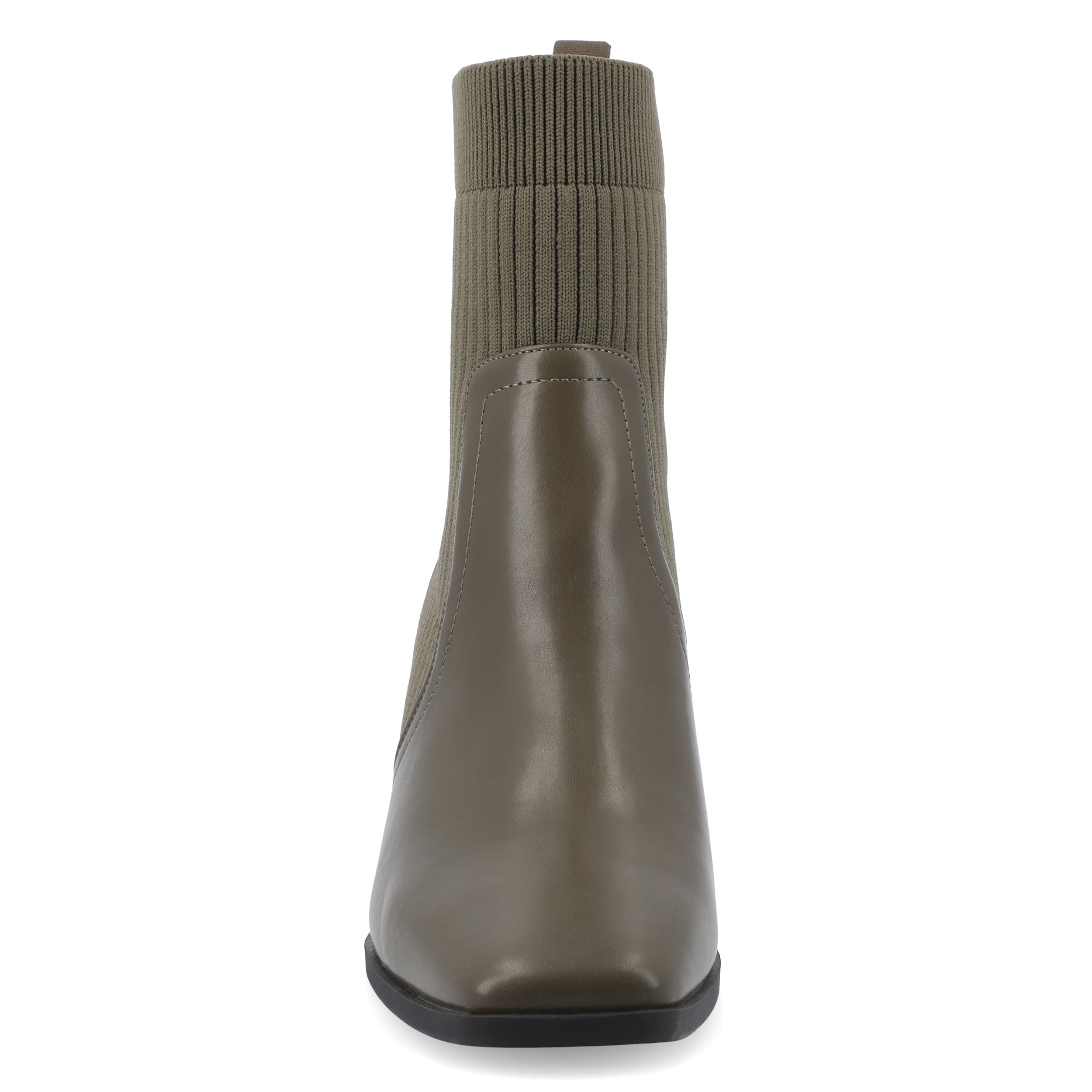 Journee Womens Harlowe Chelsea Knit and Vegan Leather Booties, Widths Available