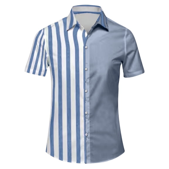 S-5X Plus Size Shirts for Men Big & Tall Short Sleeve Tshirts Shirt Mens Casual Color Block Button-Down Collared Breathable Going-Out Beach Tees Tops