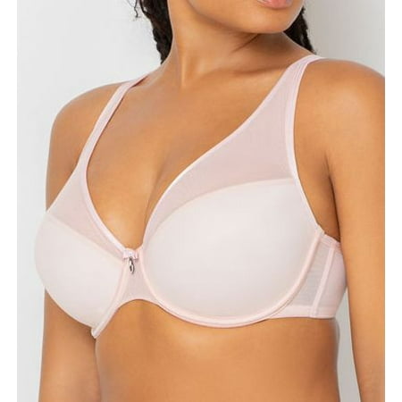 

Women s Curvy Couture 1310 Sheer Mesh Plunge Push Up Underwire Bra (Blushing Rose 42DDD)
