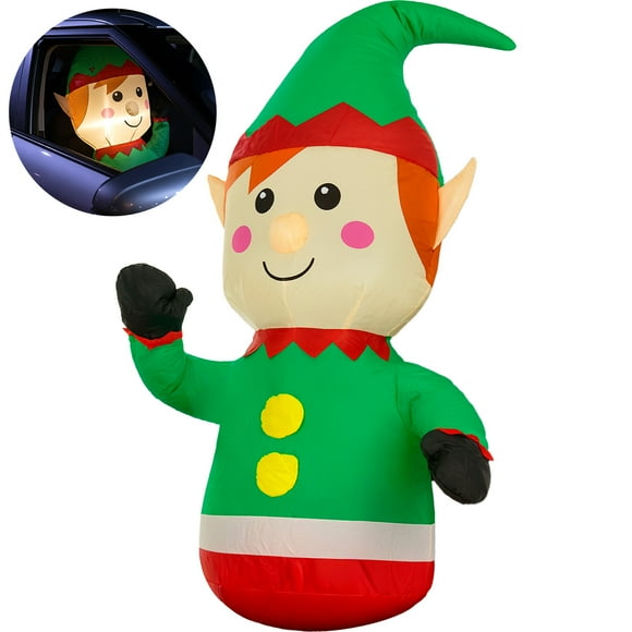 Inflable Navidad Jardimex Duende Gnomo Carro Automovil Interior 92cm