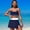 Navy, variant on Womens Swim Skorts with Built-in Briefs Women's Swim Skirt Color Block Two Piece Swimsuit Bottoms Side Slit Skirted Swimsuit