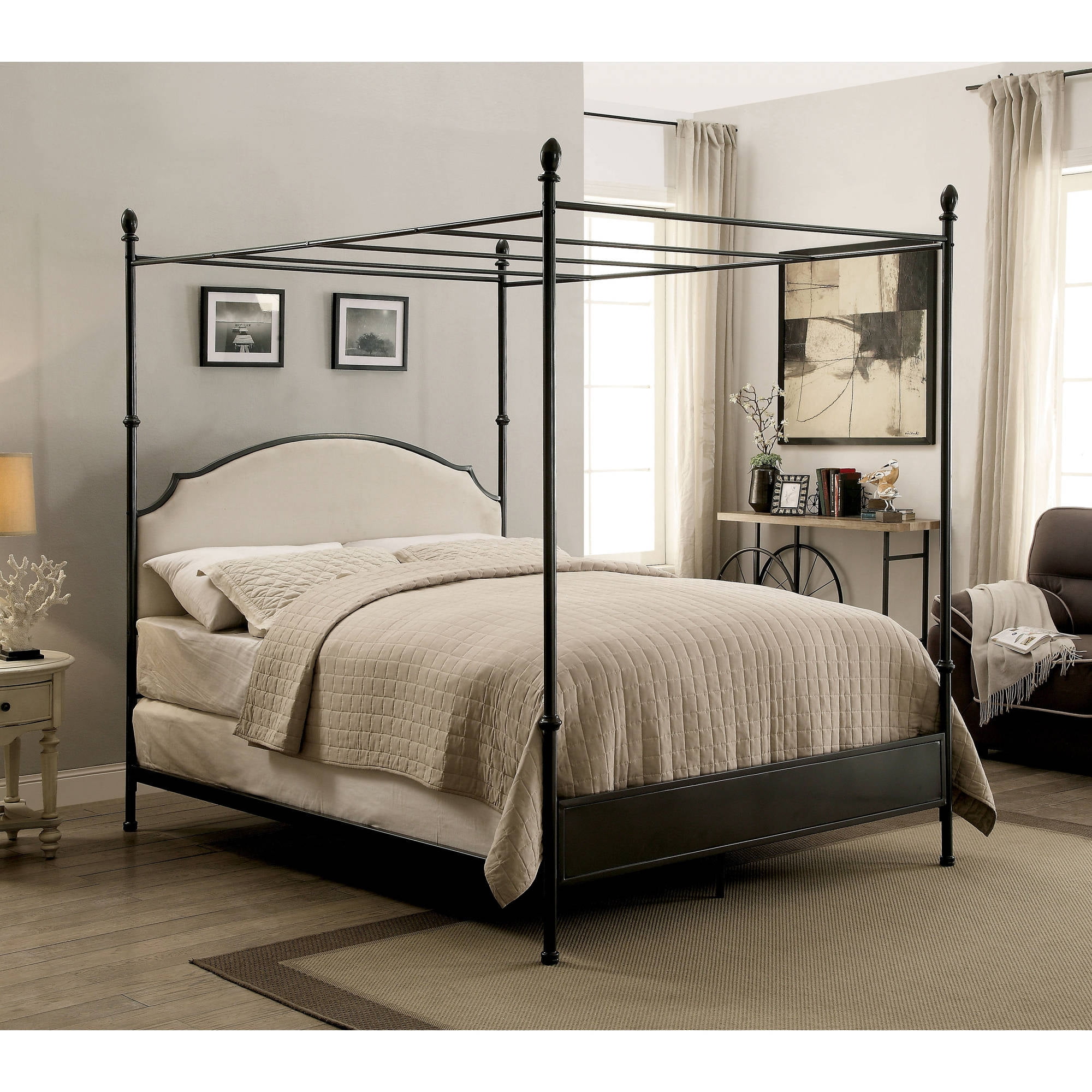 Furniture of America Gaston Twin  Canopy  Bed  Gun Metal 