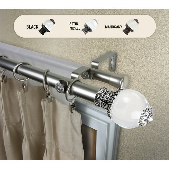 Domovina Maya 1" Double Curtain Rod-Color:Satin Nickel,Size:66-120"