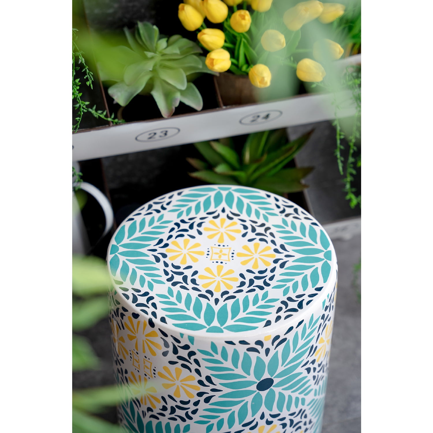 A&B Home Hand-Painted Stool - Thumbnail 3