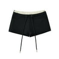 thumbnail image 2 of Olyvenn Holiday Stylish Women's Summer High Waist Solid Color Shorts Drawstring Elastic Waist Pockets Lounge Beach Shorts Black L, 2 of 4