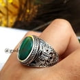 thumbnail image 2 of Malachite Ring For Men: Turkish 925 Sterling Silver Ottoman Style, 2 of 10