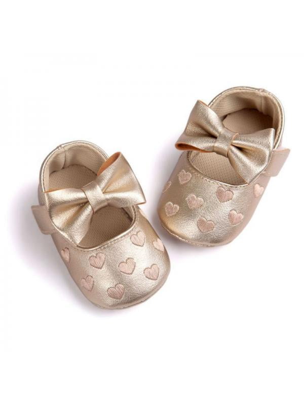 Newborn Baby Girl Stitchwork Anti-slip Soft Crib Shoes Leather Sneaker Prewalker 