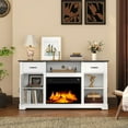 thumbnail image 2 of HLR Modern Fireplace TV Stand for TV up to 65'', Entertainment Center with Storage for Living Room, White, 2 of 8